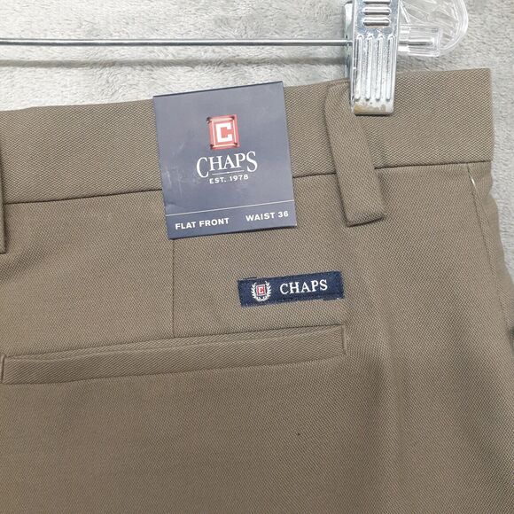 Chaps Men Shorts Brown Classic Flat Front Lightweight Size 36 NWT - Picture 6 of 8